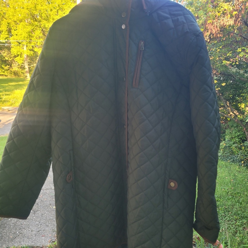 Lauren Ralph Lauren Women's Green Quilted Jacket 3/4 Length Size 1x